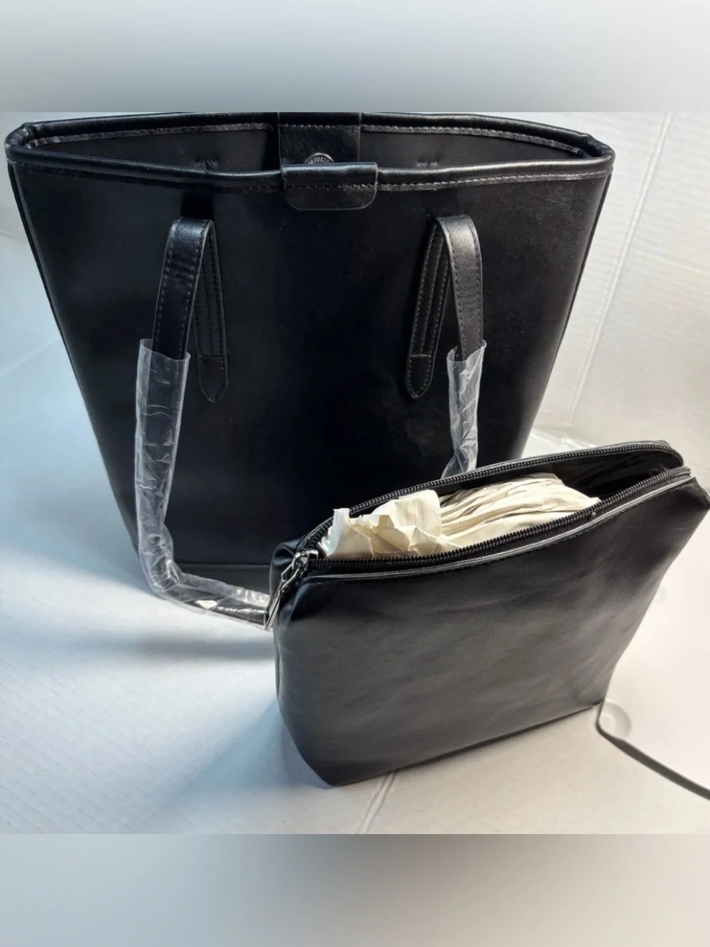 NWT Black Tote Classic Black Tote Work, BagTote, Minimalist Purse 2 Pcs. bag